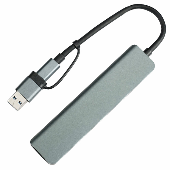 [USB-хаб STEM 7 в 1, серый, алюминий]