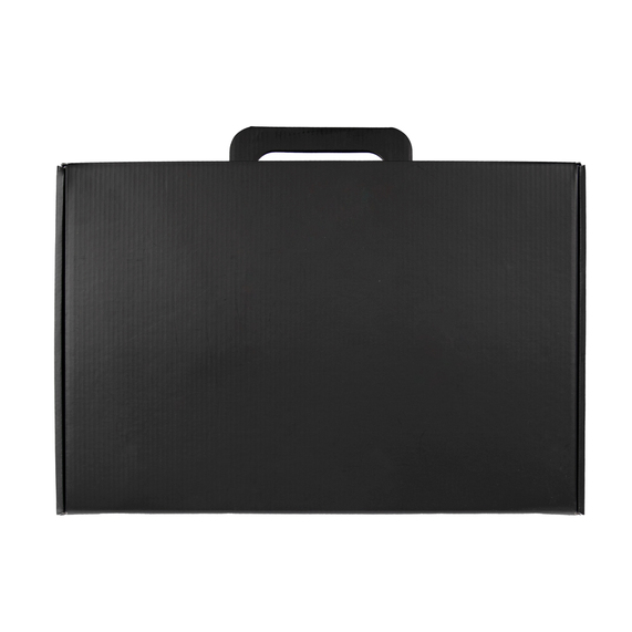 [Коробка с ручкой подарочная, размер 37x25 x10 см,24x 36x 10 см, картон, самосборная, черная]