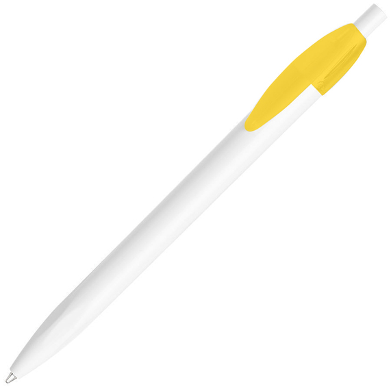 [Ручка шариковая X-1 WHITE, белый/желтый непрозрачный клип, пластик]