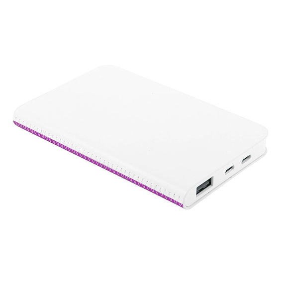 [Универсальный аккумулятор "Franki" (5000mAh),белый с фиолетовым, 7,5х12,1х1,1см]