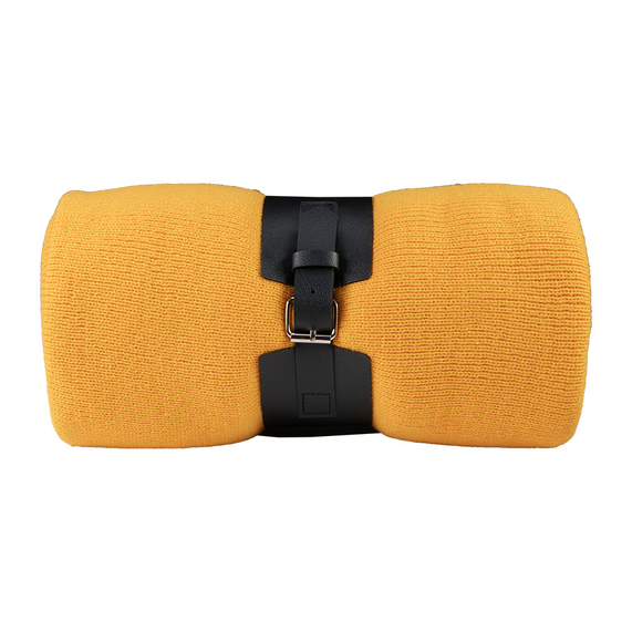 [Плед "Belt"; жёлтый; 130 х 180 см; 100% акрил, с поясом]