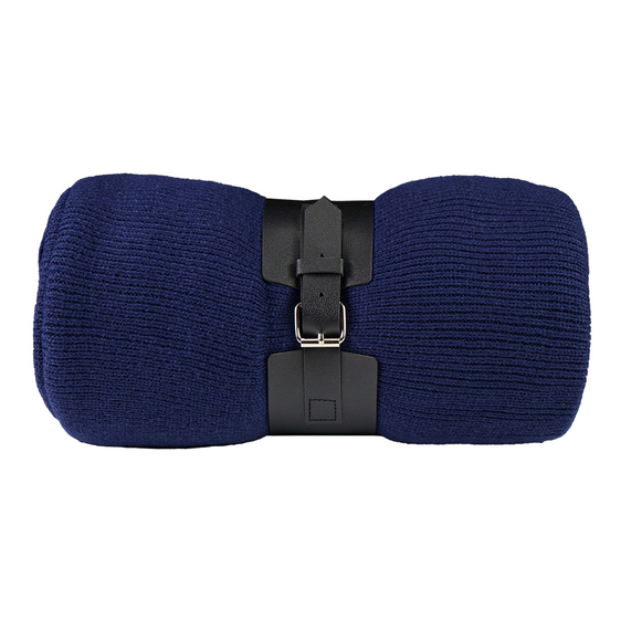 [Плед "Belt"; т.синий; 130 х 180 см; 100% акрил, с поясом]