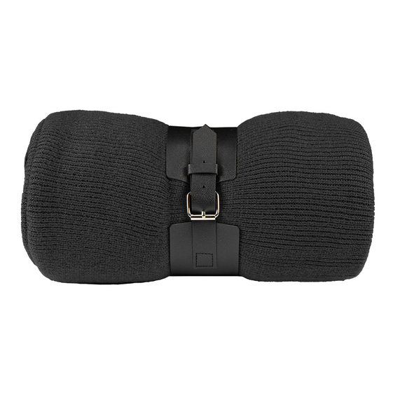 [Плед "Belt"; чёрный; 130 х 180 см; 100% акрил, с поясом]