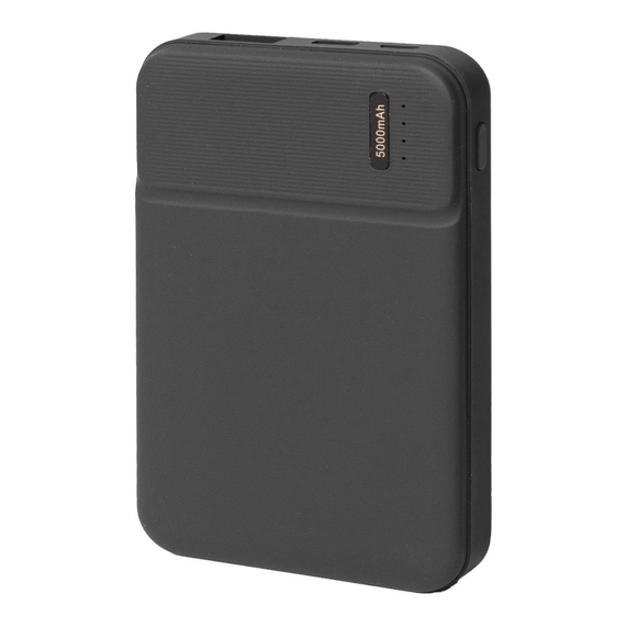 [Универсальный аккумулятор Flash 5 (5000 мАч) с подсветкой и soft touch, черный, 9,8х6.3х1,3 см]