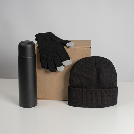 [Набор подарочный GET WARM: перчатки, шапка, термос]