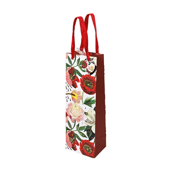 [ПАКЕТ ПОДАРОЧНЫЙ ПОД БУТЫЛКУ PREMIUM "FLORA.ПИОНЫ", 12.3 x 36 x 9 см многоцветный]