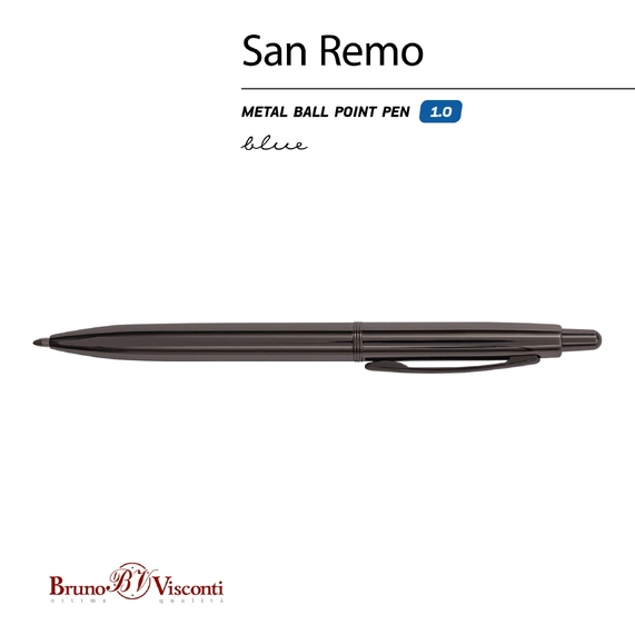 [РУЧКА "SAN REMO" ШАРИКОВАЯ, АВТОМАТИЧЕСКАЯ, МЕТАЛЛИЧЕСКИЙ КОРПУС ВОРОНЕНАЯ СТАЛЬ 1.00 ММ, СИНЯЯ]