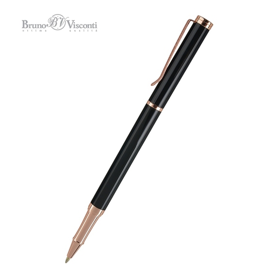 [РУЧКА "VENEZIA CLASSICO" ШАРИКОВАЯ, ЧЕРНЫЙ МЕТАЛЛИЧЕСКИЙ КОРПУС 1,0 ММ, СИНЯЯ черный/розовое золото]