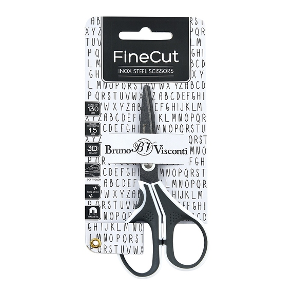 [НОЖНИЦЫ С ТЕФЛОНОВЫМ ПОКРЫТИЕМ, "FINECUT" 13 см. (эргономичные ручки) Белый/Чёрный]
