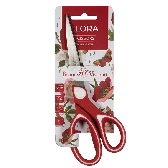 [НОЖНИЦЫ "FLORA" 20,5 см. (прорезиненные ручки) Белый/Красный]