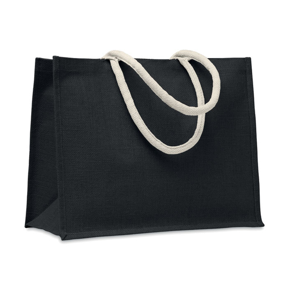 [Jute bag with cotton handle черный]