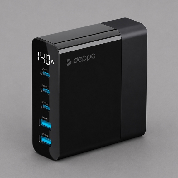 [Зарядная станция 3xUSB Type-C, 2xUSB, PD, QC, 140Вт]