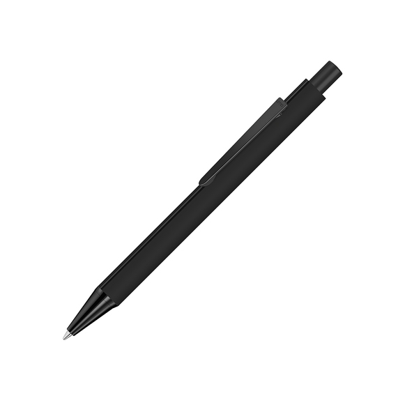 [Ручка шариковая металлическая «Pyra M» soft-touch с зеркальной гравировкой и черными деталями]
