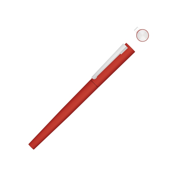 [Ручка металлическая роллер «Brush R GUM» soft-touch с зеркальной гравировкой]