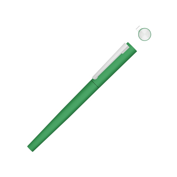 [Ручка металлическая роллер «Brush R GUM» soft-touch с зеркальной гравировкой]