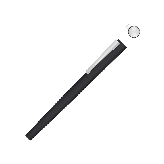 [Ручка металлическая роллер «Brush R GUM» soft-touch с зеркальной гравировкой]