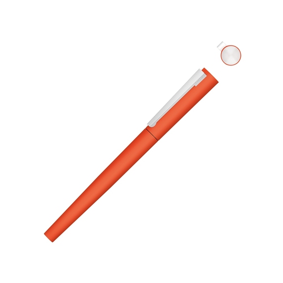 [Ручка металлическая роллер «Brush R GUM» soft-touch с зеркальной гравировкой]