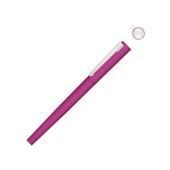 [Ручка металлическая роллер «Brush R GUM» soft-touch с зеркальной гравировкой]