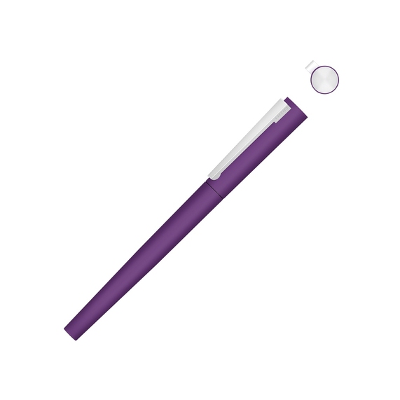 [Ручка металлическая роллер «Brush R GUM» soft-touch с зеркальной гравировкой]