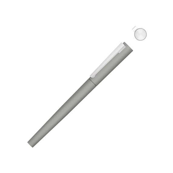 [Ручка металлическая роллер «Brush R GUM» soft-touch с зеркальной гравировкой]