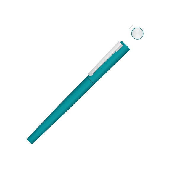 [Ручка металлическая роллер «Brush R GUM» soft-touch с зеркальной гравировкой]