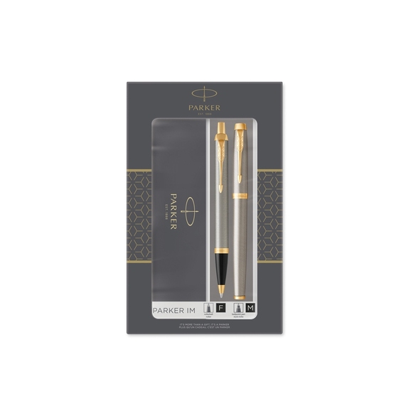 [Набор Parker «IM Core Brushed Metal GT»: ручка шариковая, ручка роллер]