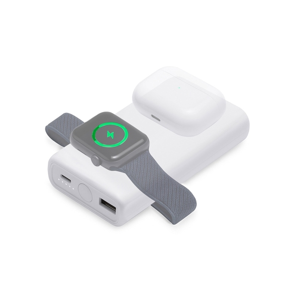 [Внешний беспроводной аккумулятор 2-в-1 с функцией зарядки Apple Watch, QC/PD «AtomIQ», 10000 мАч]