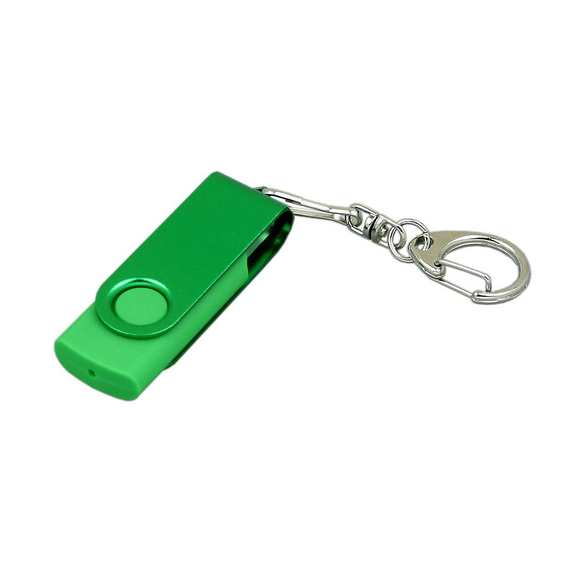 [USB 2.0- флешка промо на 4 Гб с поворотным механизмом и однотонным металлическим клипом]