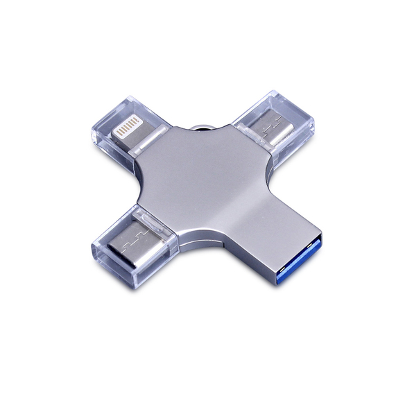 [USB 3.0-флешка на 32 Гб 4-в-1 с разъемами Micro USB, Type-C и Lightning]