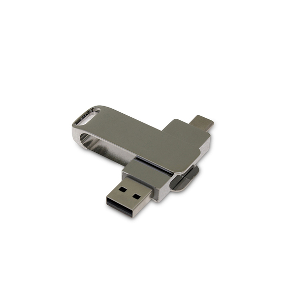 [USB 2.0- флешка на 128 Гб с поворотным механизмом и дополнительным разъемом Type-C]