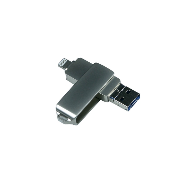 [USB 3.0/micro USB/Lightning- флешка на 128 Гб с поворотным механизмом]