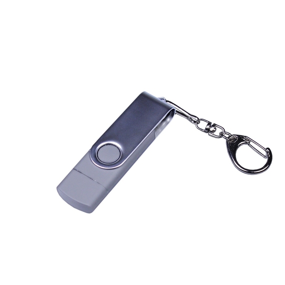 [USB 2.0/micro USB/Type-C- флешка на 64 Гб c поворотным механизмом]