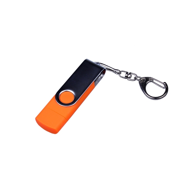 [USB 2.0/micro USB/Type-C- флешка на 64 Гб c поворотным механизмом]