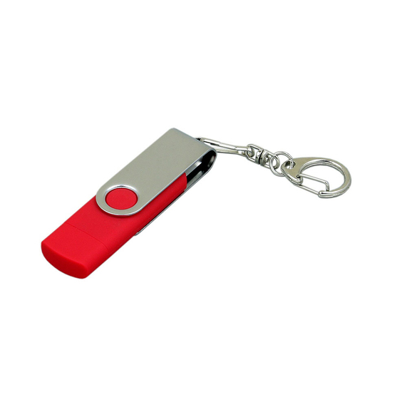 [USB 2.0- флешка на 16 Гб с поворотным механизмом и дополнительным разъемом Micro USB]