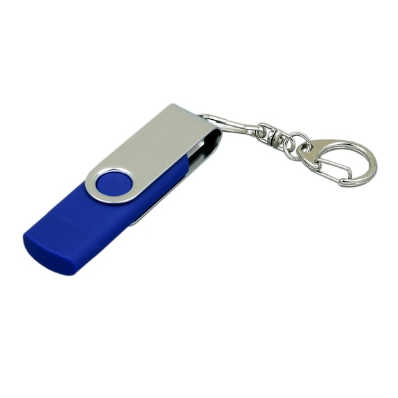 [USB 2.0- флешка на 16 Гб с поворотным механизмом и дополнительным разъемом Micro USB]