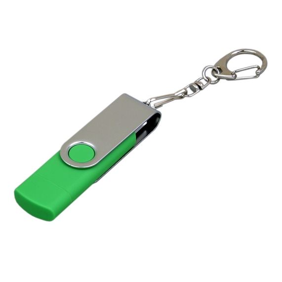 [USB 2.0- флешка на 16 Гб с поворотным механизмом и дополнительным разъемом Micro USB]