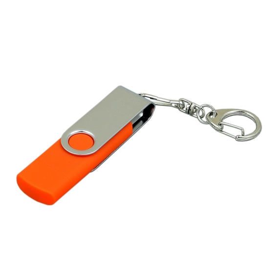 [USB 2.0- флешка на 16 Гб с поворотным механизмом и дополнительным разъемом Micro USB]