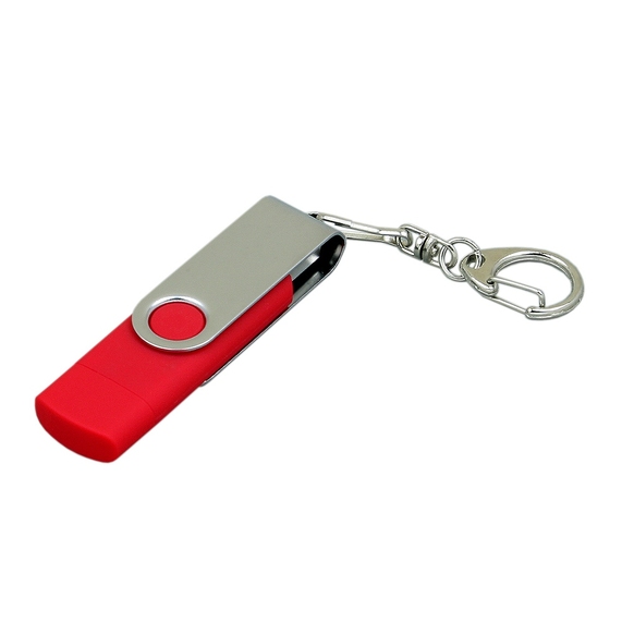 [USB 2.0- флешка на 32 Гб с поворотным механизмом и дополнительным разъемом Micro USB]