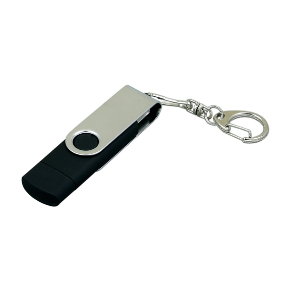 [USB 2.0- флешка на 32 Гб с поворотным механизмом и дополнительным разъемом Micro USB]