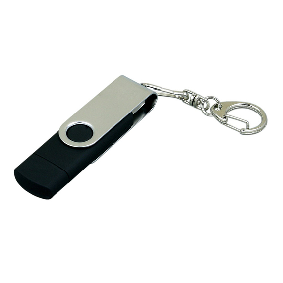 [USB 2.0- флешка на 64 Гб с поворотным механизмом и дополнительным разъемом Micro USB]