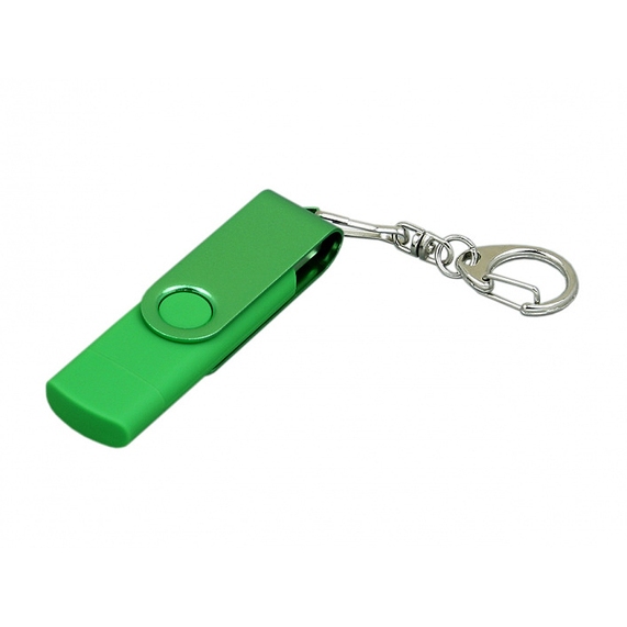 [USB 2.0- флешка на 16 Гб с поворотным механизмом и дополнительным разъемом Micro USB]