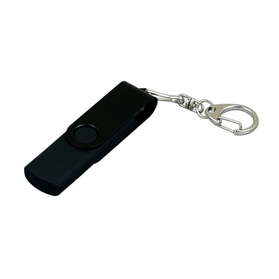 [USB 2.0- флешка на 16 Гб с поворотным механизмом и дополнительным разъемом Micro USB]
