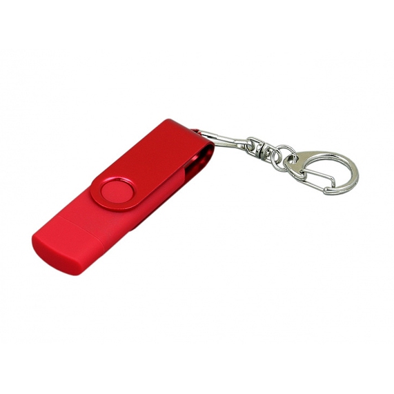 [USB 2.0- флешка на 32 Гб с поворотным механизмом и дополнительным разъемом Micro USB]