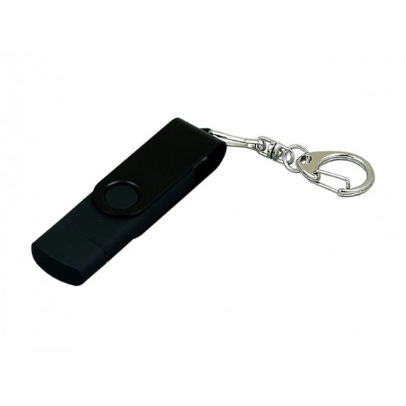 [USB 2.0- флешка на 32 Гб с поворотным механизмом и дополнительным разъемом Micro USB]