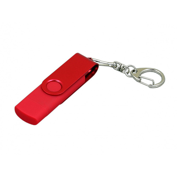 [USB 2.0- флешка на 64 Гб с поворотным механизмом и дополнительным разъемом Micro USB]