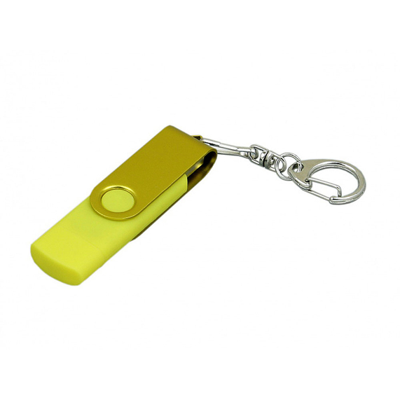 [USB 2.0- флешка на 64 Гб с поворотным механизмом и дополнительным разъемом Micro USB]