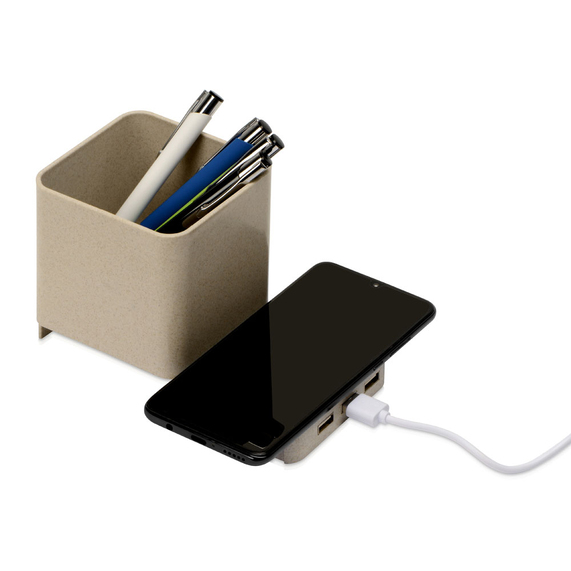[Настольный органайзер Cubic с функциями USB-хаба и беспроводной зарядки]