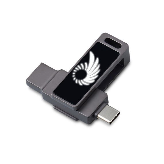 [USB3.0/ Type-C флешка 2в1 на 32 ГБ «Спинлайт» с подсветкой]