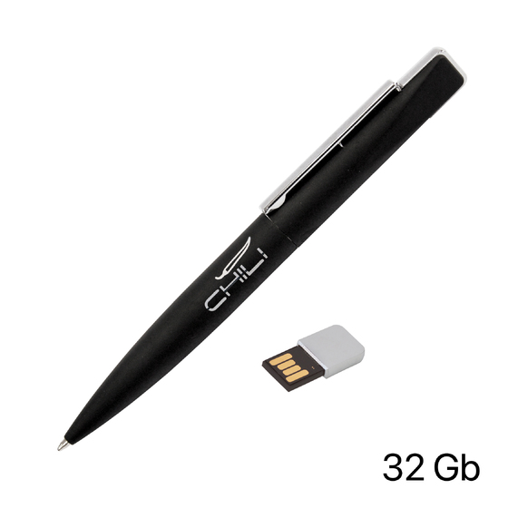 [Ручка шариковая "Callisto" с флеш-картой 32Gb, покрытие soft touch]