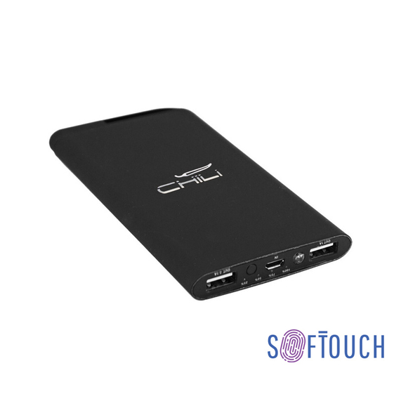 [Зарядное устройство "Theta", 6000 mAh, 2 выхода USB, покрытие soft touch]